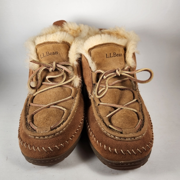 L.L. BEAN Mens Wicked Good Chukka Boot 12 Brown Shearling Lined Shoe Slipper - Picture 6 of 12